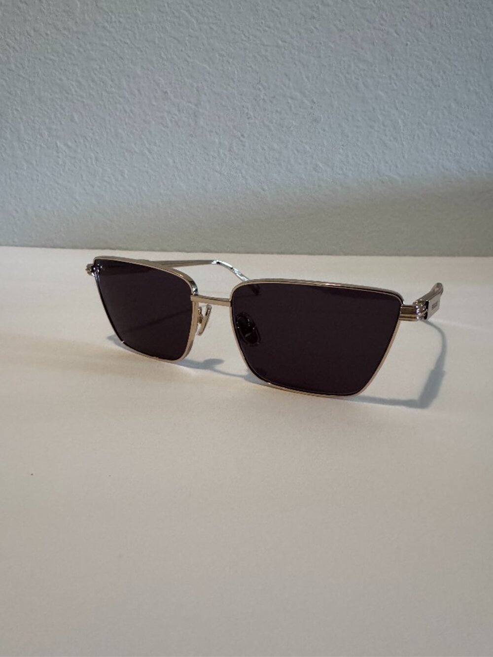 Salvatore Ferragamo Gold Rectangle Sunglasses New Authentic